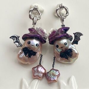 E98-Halloween Collection Premium flameball Pearl Character Earring/Pendant